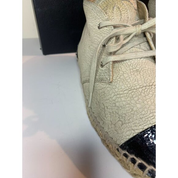 CHANEL Crackled Leather Espadrille High Top Shoe Size EU 38 US 8 - Picture 6 of 15